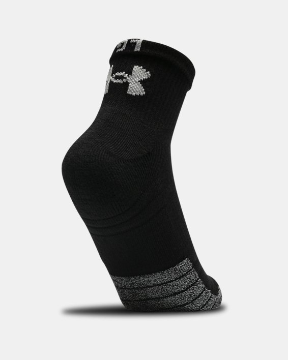Unisex HeatGear® Quarter Socks 3-Pack in Black image number 2